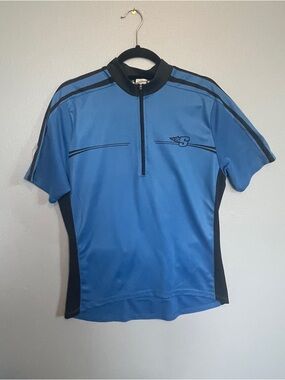 Sugio Blue & Black Short Sleeve Cycling Jersey with Quarter Zip size M